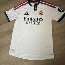 adidas Real Madrid Soccer Jersey Shirt White Emirates Fly Better SIZE M