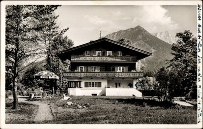 Postcard Berchtesgaden in Upper Bavaria, house with balcony, mountain landscape,... - 4980159