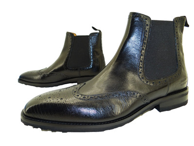 Melvin & Hamilton Flynn 2 Chelsea Stiefelette Boots Herren Leder Gr.43 Schwarz