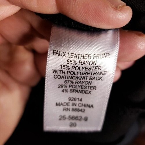 Ellos Womens Plus Black Faux Leather Front Knit Ankle Pants 20 - Picture 9 of 9