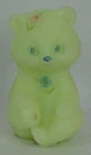 Fenton ~ 4" URANIUM GLASS BEAR FIGURINE ~ Custard Satin Hand Painted Glows