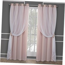 Talia Double Layer Indoor Curtains, Sheer 52"W x 84"L Pack of 1 Rose Blush