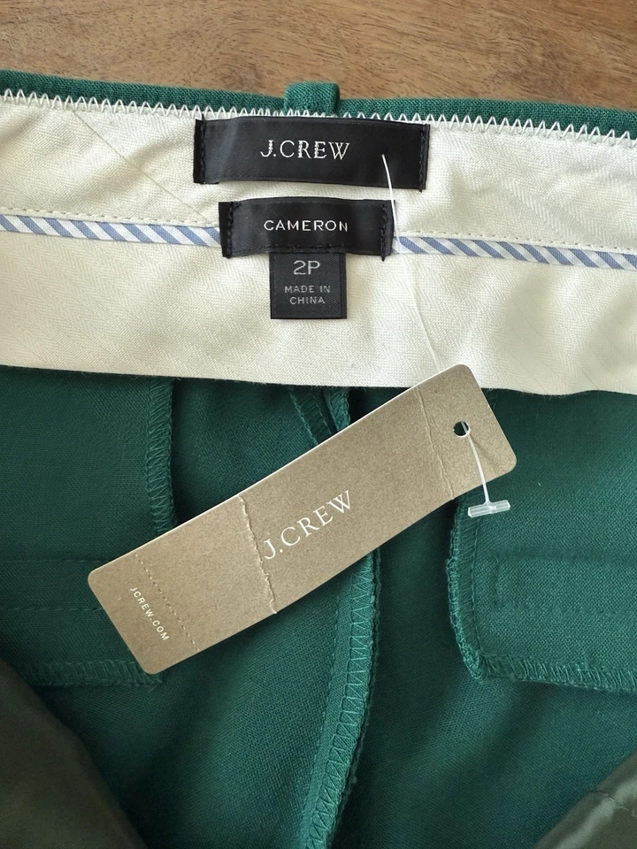 J Crew Cameron Dress Pants Women’s 2P Green NWT Stretch Office Career Preppy - Image 3 of 4