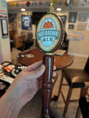 Vintage Redhook Brewery Nut Brown Ale wooden beer tap handle w brass accents 12''