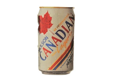 Molson Canadian Brew Lager Thin Cardboard Sign Cold Beer Can Vtg Maple Leaf