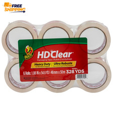 Duck HD Clear Packaging Tape, 1.88 In. X 54.6 Yd., 6 Rolls