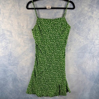 Skylar + Madison Green Floral Mini Dress Adjustable Spaghetti Straps Size M