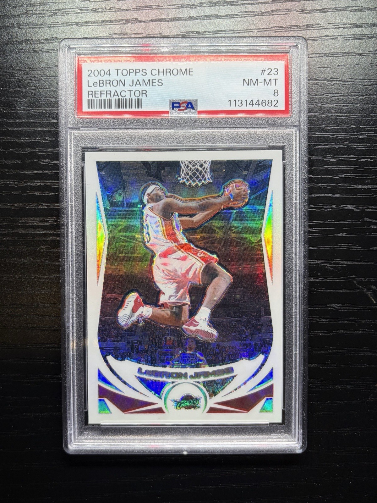 2004 TOPPS CHROME LEBRON JAMES REFRACTOR PSA 8 #23