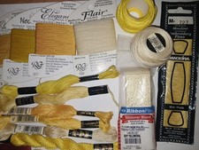 Needlepoint Thread Yellow Sampler Rainbow Gallery DMC RibbonFloss Impression lot