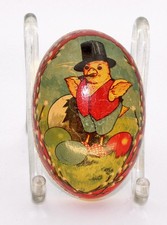 RARE Vtg/Antique Large Paper Mache Easter Egg, Chick Smoking Cigar, Germany, 5"