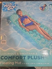 H2OGO! Comfort Plush Floating Mat Inflatable Water Pool Float 6'6" x 29" New