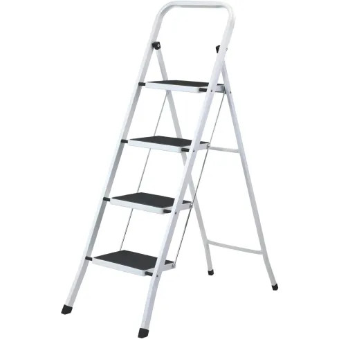 Scaletta per Casa 4 Gradini Acciaio Nero Sicura 150kg Antiscivolo