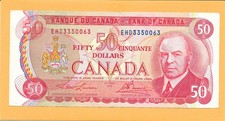 1975 CANADIAN 50 DOLLAR BILL EHD3350063 VERY NICE CRISP (CIRCULATED)