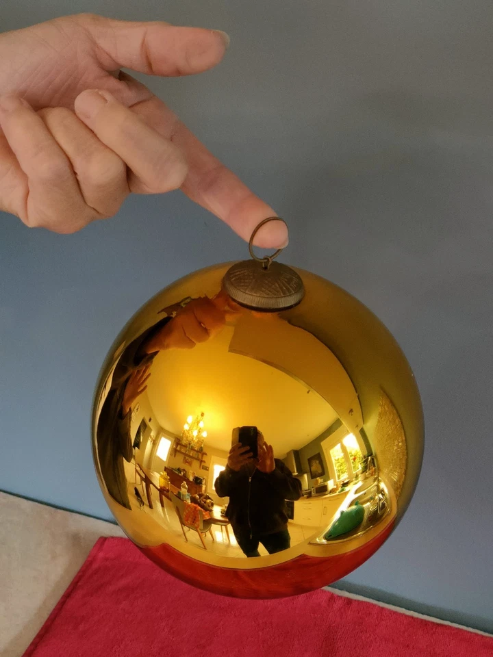 ancienne grosse boule de noel en verre eglomisé diametre  16 cms En Parfait État - Photo 2/4