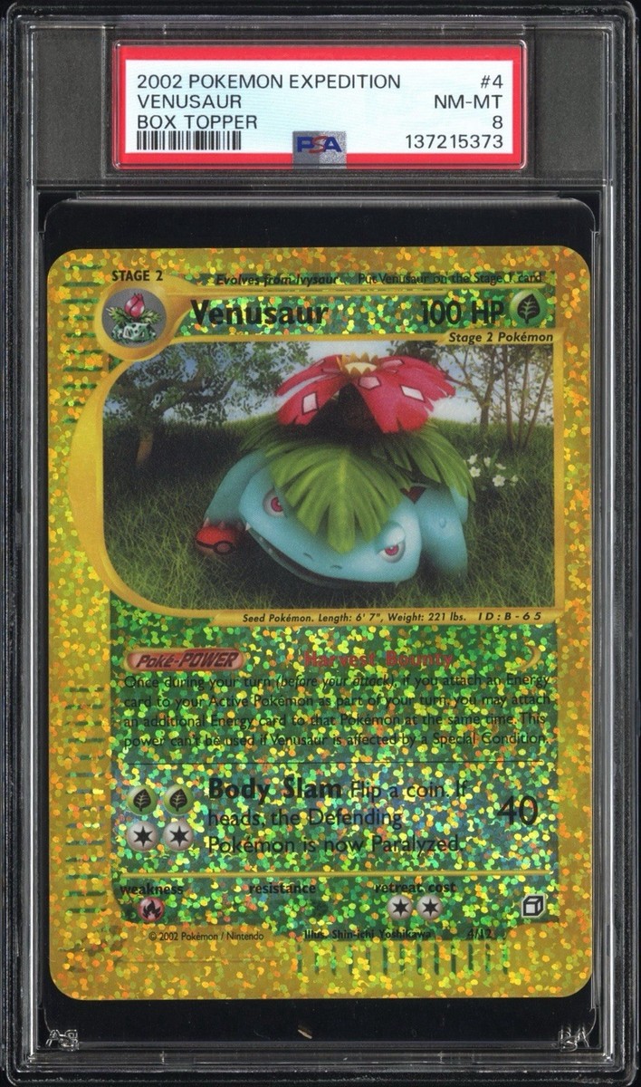 Venusaur 4/12 Jumbo Box Topper Reverse Holo Expedition 2002 PSA 8