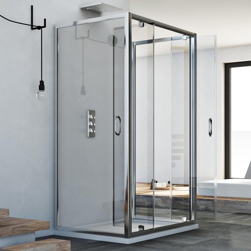 BOX DOCCIA 80X130X80 CM 3 TRE LATI VETRO TRASPARENTE 2 ANTE A BATTENTE SALOON - Foto 3 di 6