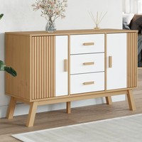 Sideboard Olden Massivholz Kiefer Weiß Braun 114X43X73,5 Cm