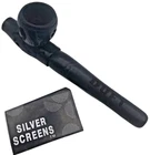 4" Small Ebony Natural Wood Slim Carved Wooden Pocket Smoking Pipe Screen Gauze