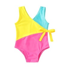 Toddler Swimsuit Girl One Piece Bathing Suit Color Block Swimwear Baby Summer...