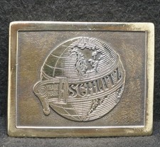 XA25118 VINTAGE 1970s SCHLITZ TRADE MARK BEER BOOZE LIQUOR MENS BELT BUCKLE