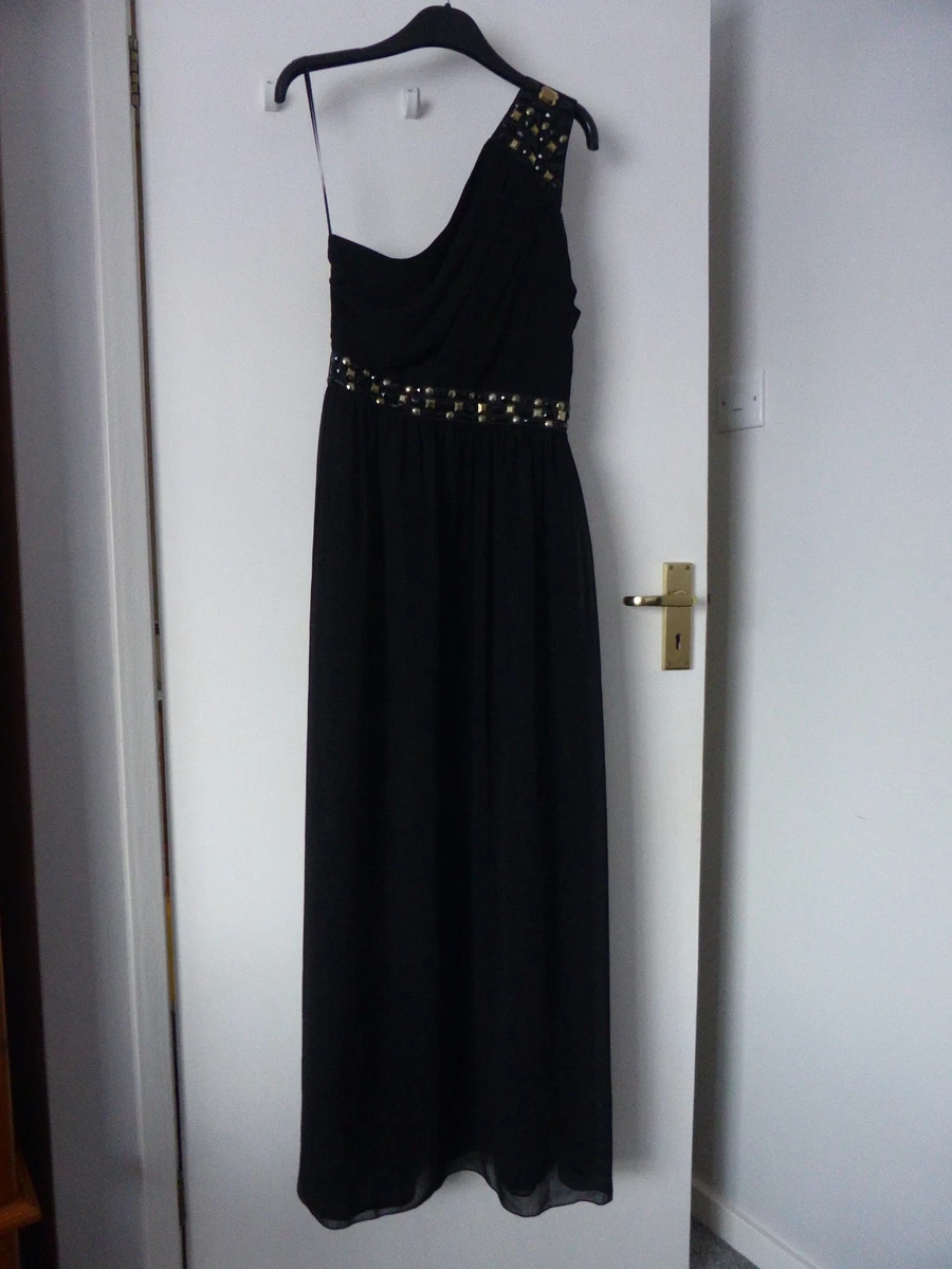 lipsy one shoulder black dress NWT Womens Size 6 Lipsy London Black Pure Silk One Shoulder Mini Dress