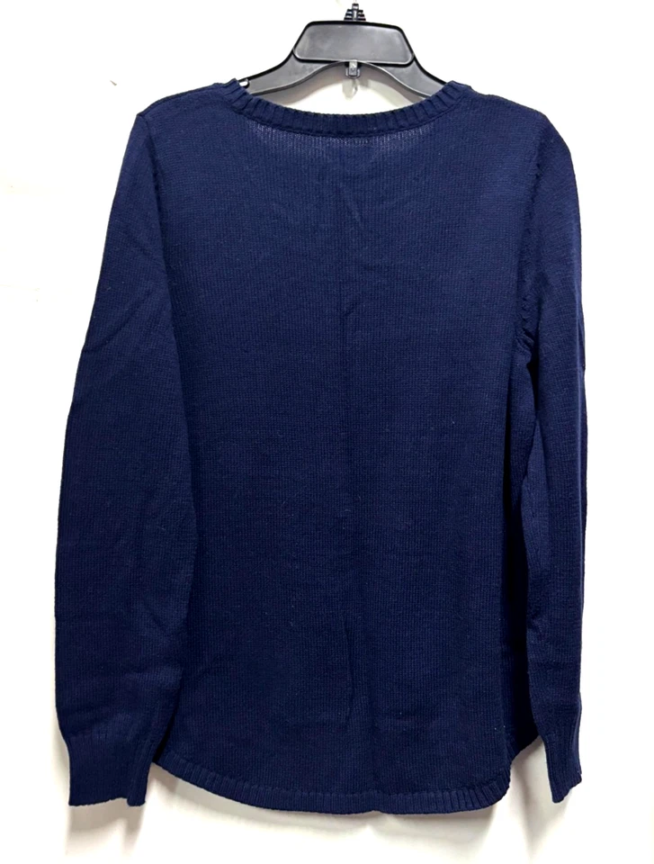 Suéter Pullover Azul Marino Grande por Kim Rogers Copos de Nieve y Lentejuelas Navidad Foto 3 de 3