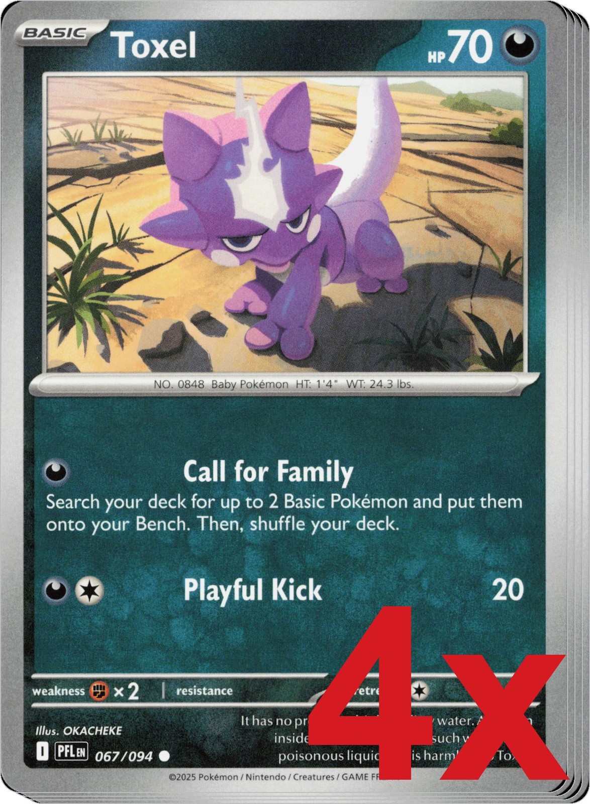 4x Toxel 067/094 Pokemon TCG Playset ME02: Phantasmal Flames