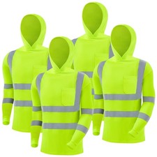 4 Pcs Safety Shirts Hi Vis Hoodie, X-Large, Yellow