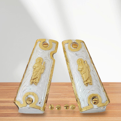 Grips cachas San judas 1911 full size custom Engraved gun pistol