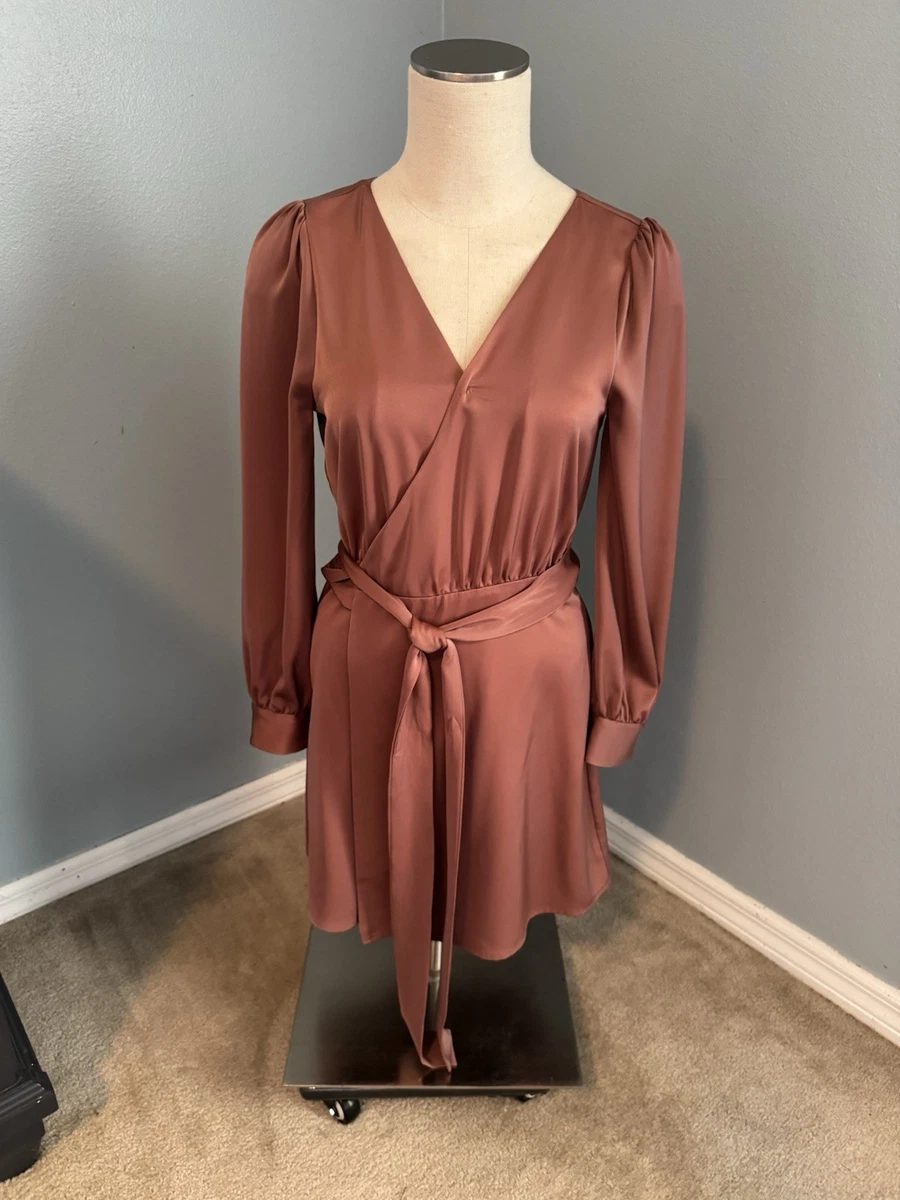 long sleeve midi silk dress Santorelli main image 1