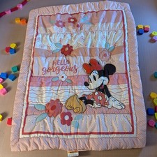 Hello Gorgeous Minnie Mouse Baby Blanket Comforter Disney 32x42" Quilted Pink