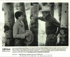 1998 Press Photo Kristin Scott Thomas & Robert Redford in "The Horse Whisperer"
