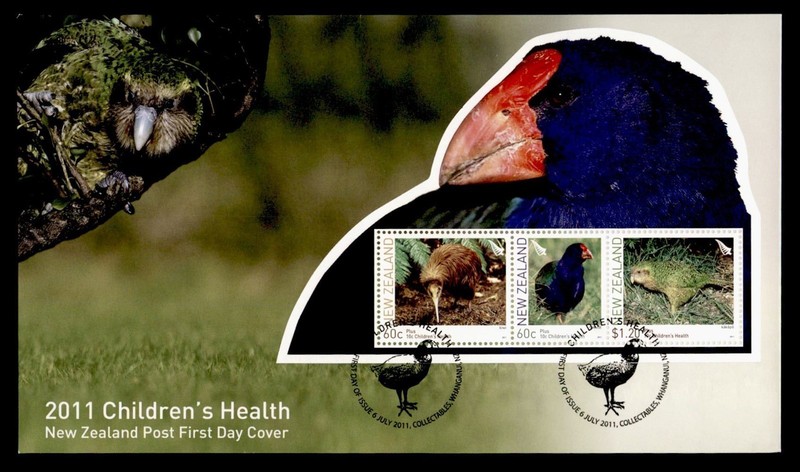 DR WHO 2011 NEW ZEALAND FDC HEALTH STAMP BIRD S/S R79951