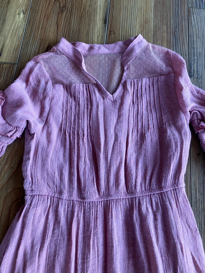 Mia Joy Long Dress Youth 7 Pink Dusty Rose Ruffle Fairy Bell Sleeves - Image 2 of 4