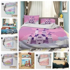3D Cartoon Castle Building Sky Background Quilt Cover Duvet Cover Comforter set