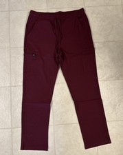 MED 1 Multipocket Skinny Women s Scrub Pants Wine Sz Large Tall NEW