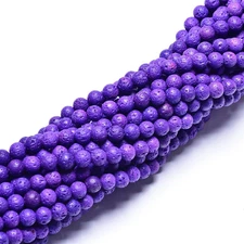 8Mm Purple Lava Rock Stone Beads for Jewelry Making Essiential Oil Energy Healin