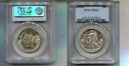 1938 D WALKING LIBERTY SILVER HALF DOLLAR PCGS MS65 7235T