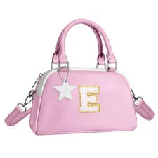 Girls Initial Crossbody Purse Kids Handbag Makeup Bag Gift Baby Pink Letter E