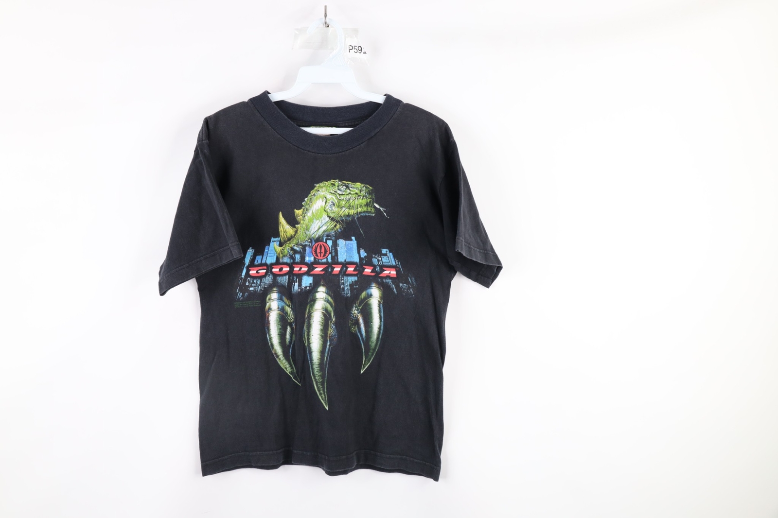 Vintage 90s Godzilla Movie Promo T-Shirt Black Cotton Mens Small Faded Spell Out