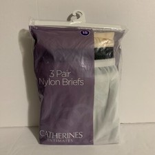 Catherines Brief Panties Underwear 3 Nylon Pack White Beige Black Plus 15 or 5X