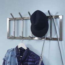 Wandgarderobe FineBuy Garderobe Metall 65 cm Silber Flur Hakenleiste Paneel 