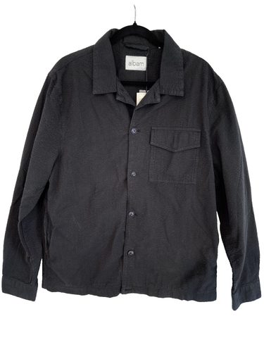 Albam Kennedy Seersucker Jacket Overshirt Black New with Tags Men's M RRP $365 - Picture 2 of 13