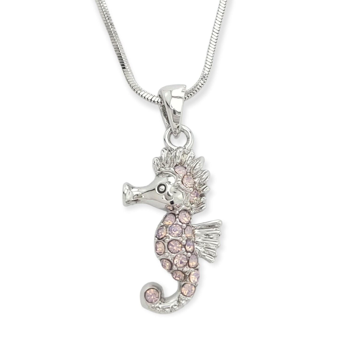 Swarovski Crystal Ocean Pink Seahorse Necklace with Chain  