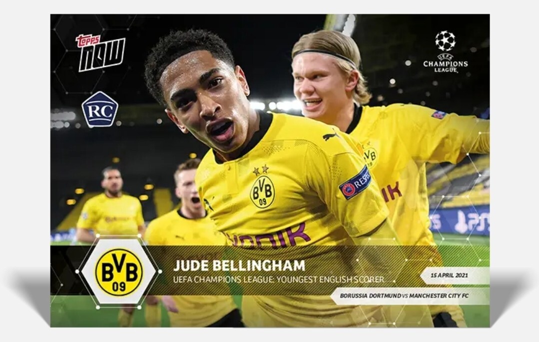 Jude Bellingham RC w Erling Haaland - UCL Topps Now 2020/2021 - Card #65 UEFA 