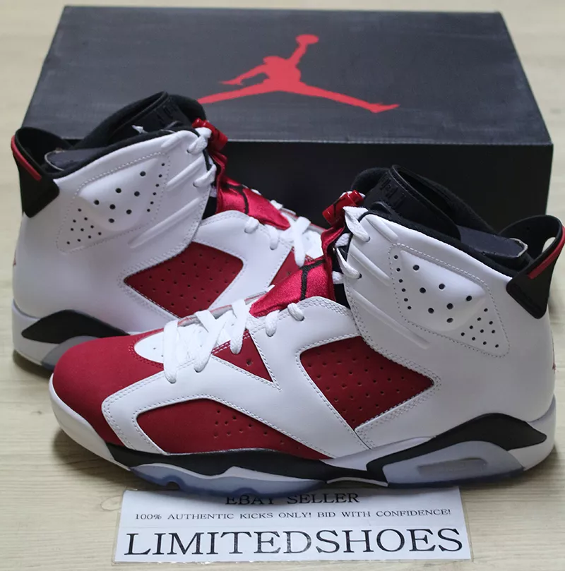 NIKE AIR JORDAN 6 VI RETRO CARMINE 384664-160 US 12 black white infrared oreo db