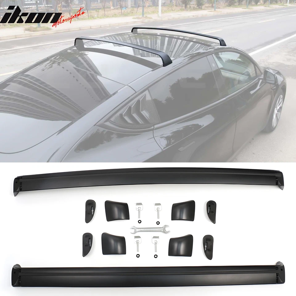 Fits 20-25 Tesla Model Y Aluminum Roof Rack Rail Cargo Luggage Carrier Cross Bar