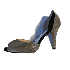 Nina New York High Heels Open Peep Toe Silver Tone Glitter Size 8