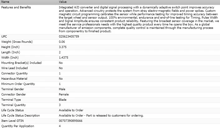 Sensor de posição da árvore de cames PADRÃO para 2010-2013 HYUNDAI GENESIS COUPE - Imagem 4 de 4