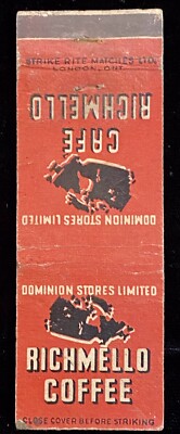 RICHMELLO Coffee Dominion Stores Vintage Front-Strike Matchbook Cover B-2944